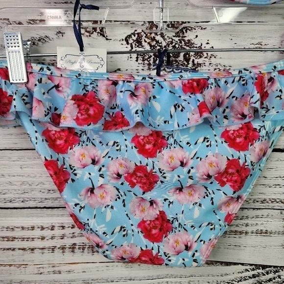 ASOS PLAYFUL PROMISES BEACH SIZE UK 10 6 USA BLUE FLORAL 2PC BIKINI SWIMSUIT - Picture 13 of 17